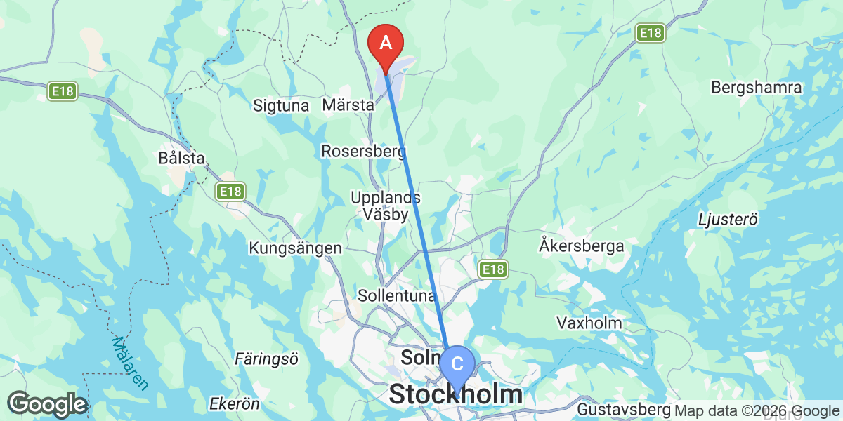 Transit map — Stockholm airport to city center
