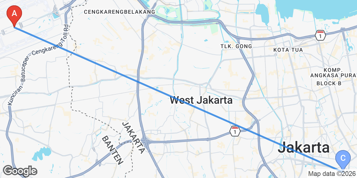 Transit map — Jakarta airport to city center
