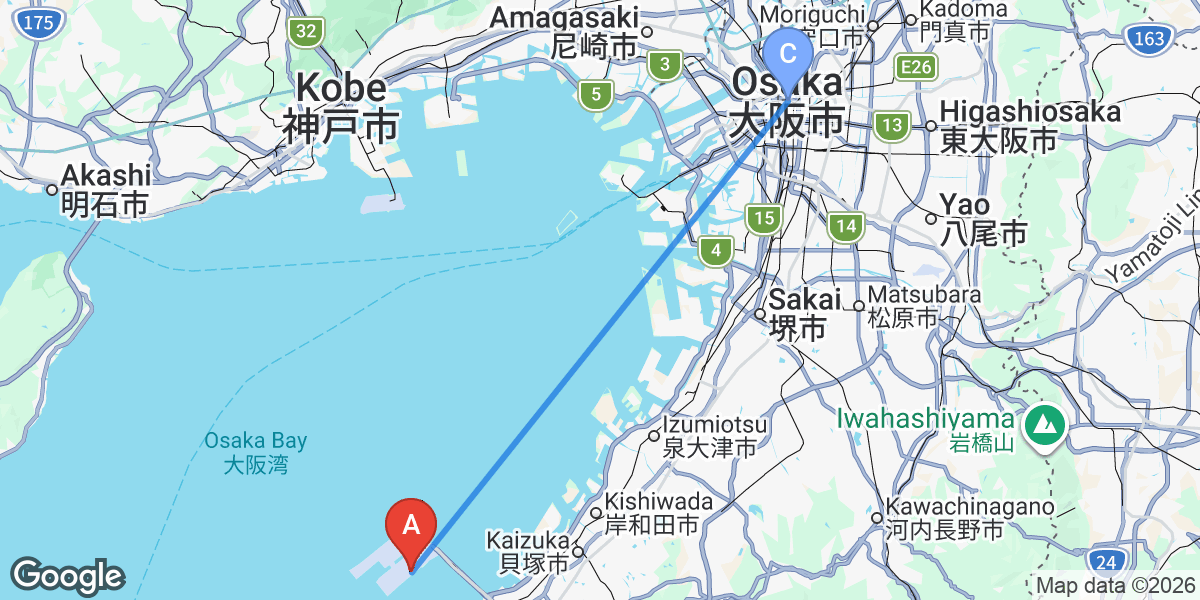 Transit map — Osaka airport to city center
