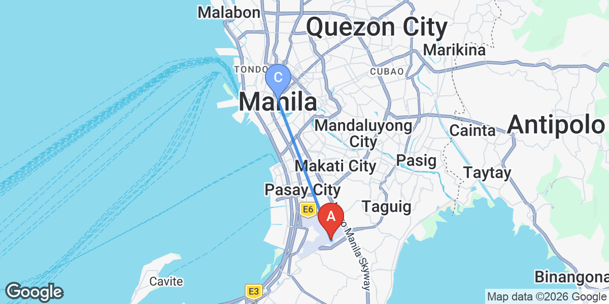 Transit map — Manila (Pasay) airport to city center