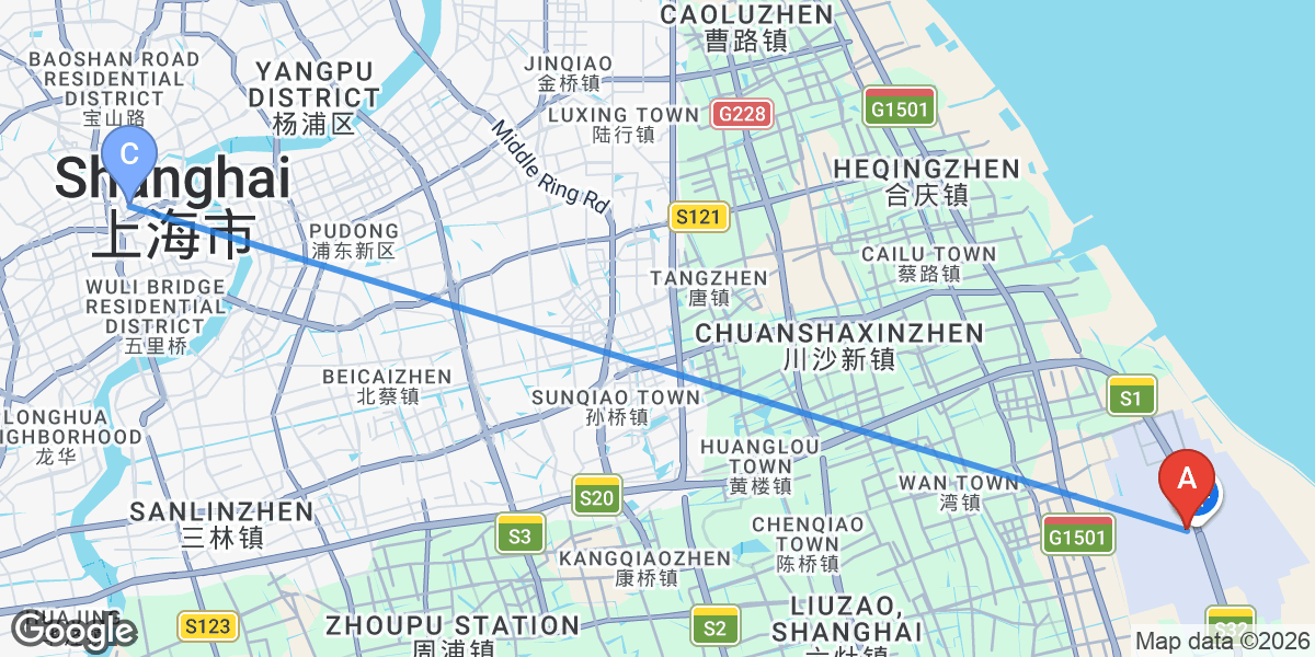 Transit map — Shanghai (Pudong) airport to city center
